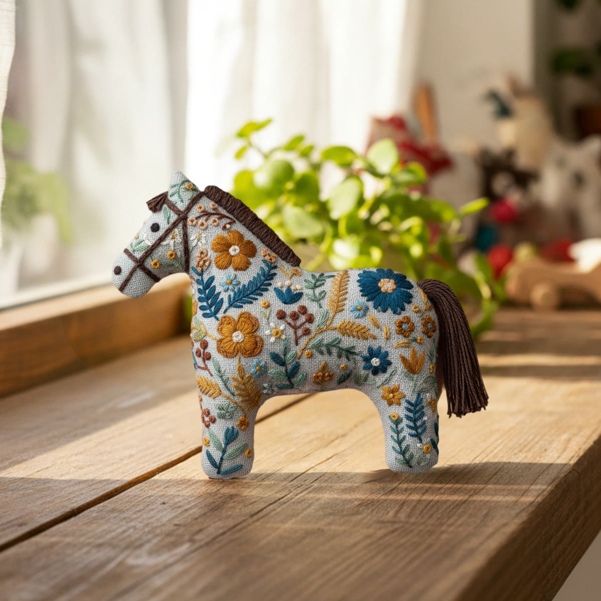 Rubbyoo Dala Horse Embroidery Kit - Blooming Flower | Home Decor Gift | Nice Bagpack Ornaments - image 2