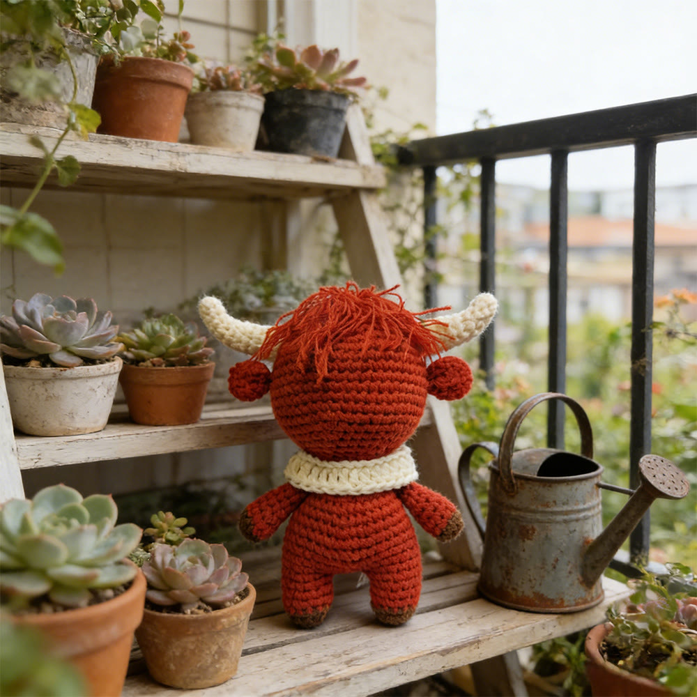 Diy Handmade Tangerine Highland Cow Crochet Kit - Adorable Plush Toy | Perfect Handmade Gift - image 5