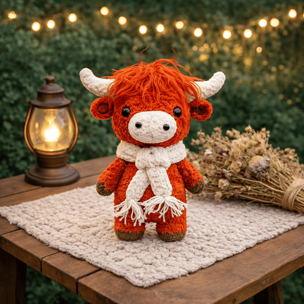 Diy Handmade Tangerine Highland Cow Crochet Kit - Adorable Plush Toy | Perfect Handmade Gift - Diy Handmade Tangerine Highland Cow Crochet Kit - image 1