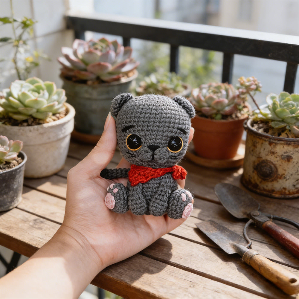 Diy Handmade Scottish Fold Kitten Crochet Kit - Unique Soft Toy | Yarn Carft For Beginner  - image 4