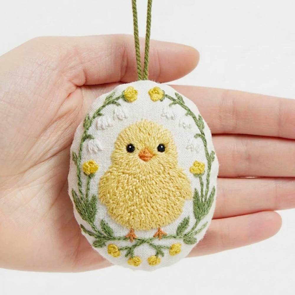 Rubbyoo Easter Egg Embroidery Kit - Fluffy Chick | Diy Handmade Craft |  Cute Hanging Decoration - 4 inches hoop kit - image 1