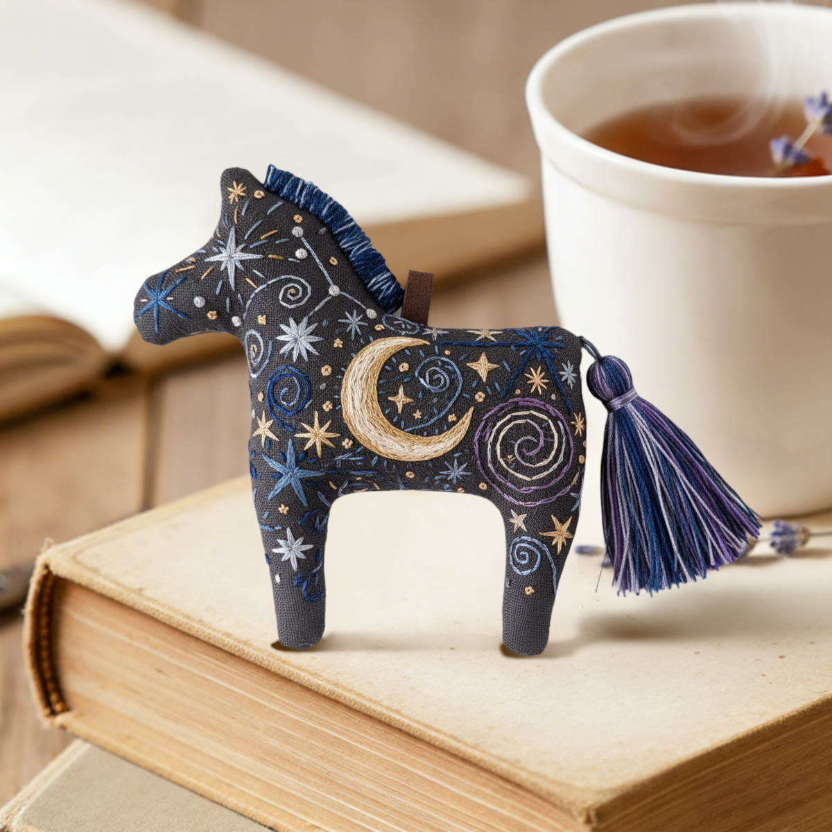 Rubbyoo Dala Horse Embroidery Kit - Starry Night Pattern | Gift For Friend | Mystical Bag Charm  - image 2