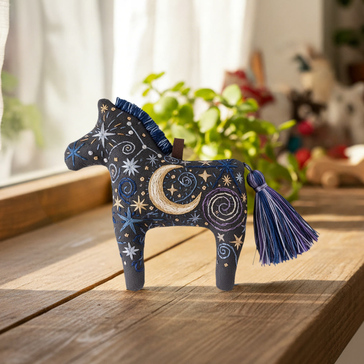 Rubbyoo Dala Horse Embroidery Kit - Starry Night Pattern | Gift For Friend | Mystical Bag Charm  - image 4