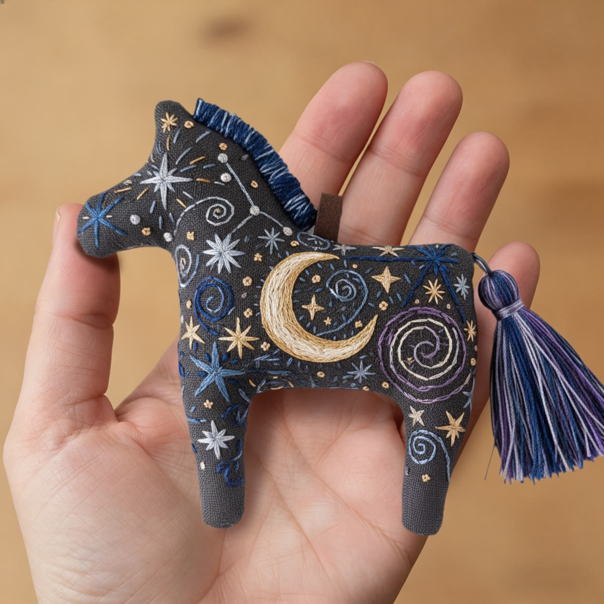 Rubbyoo Dala Horse Embroidery Kit - Starry Night Pattern | Gift For Friend | Mystical Bag Charm  - image 6