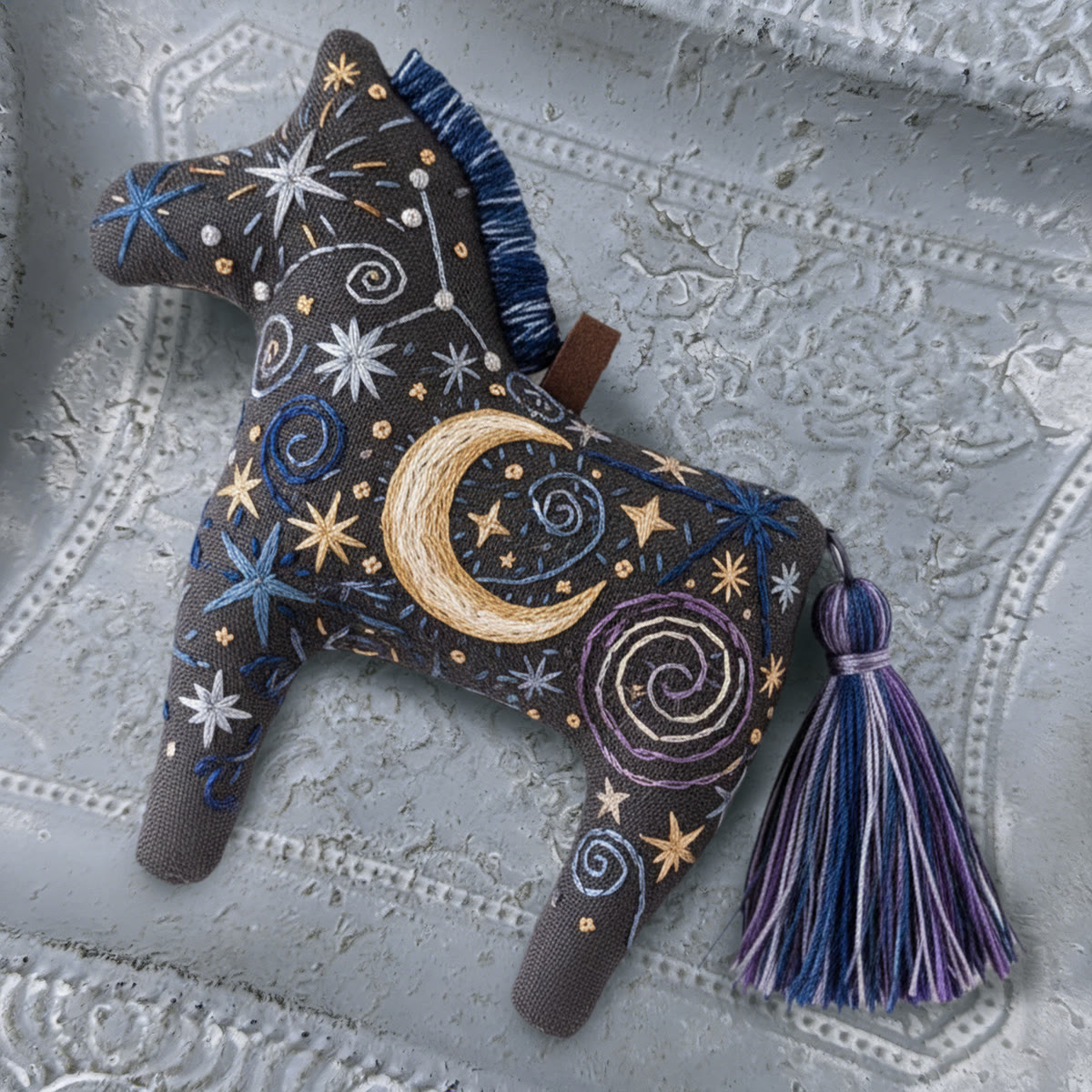 Rubbyoo Dala Horse Embroidery Kit - Starry Night Pattern | Gift For Friend | Mystical Bag Charm  - image 7