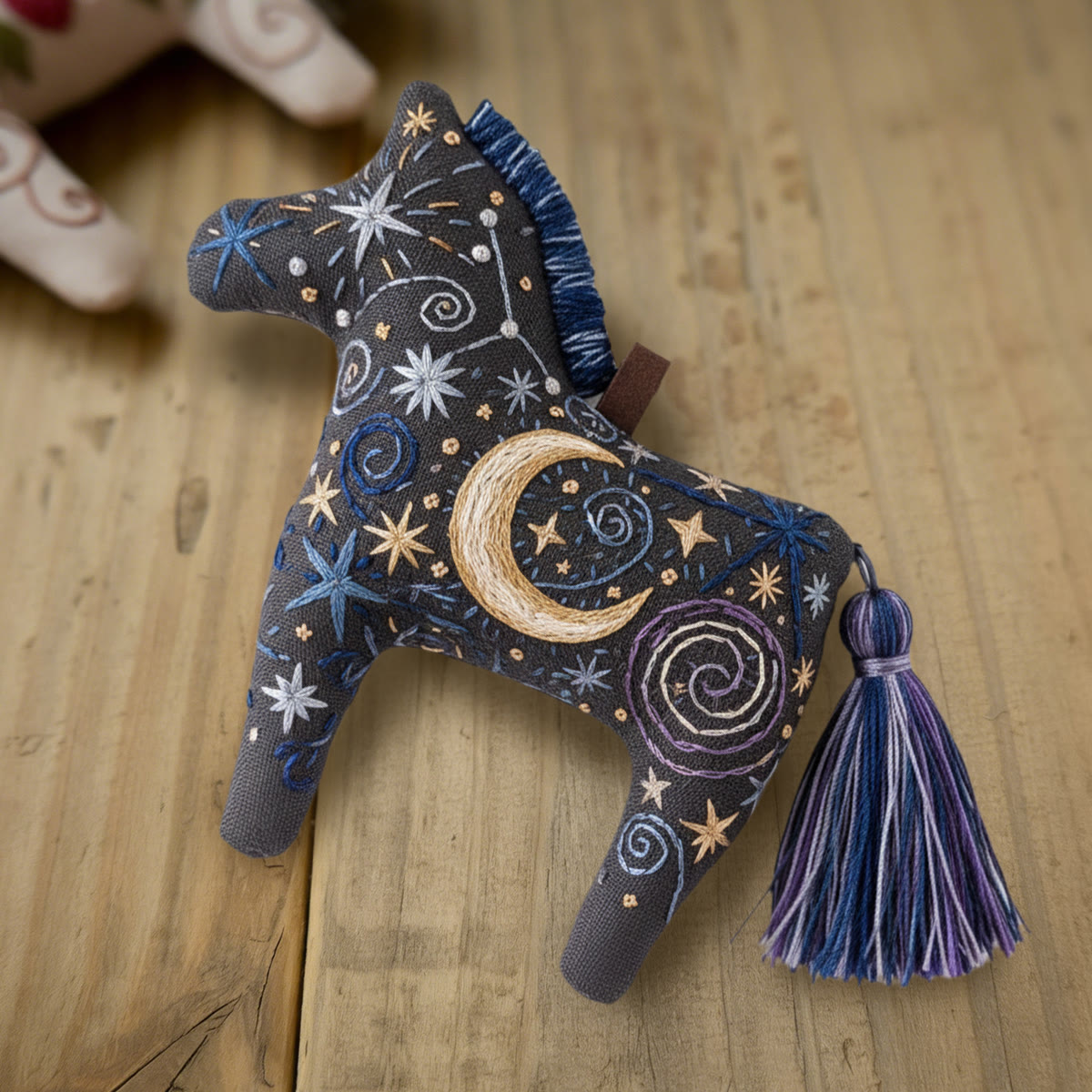 Rubbyoo Dala Horse Embroidery Kit - Starry Night Pattern | Gift For Friend | Mystical Bag Charm  - image 8