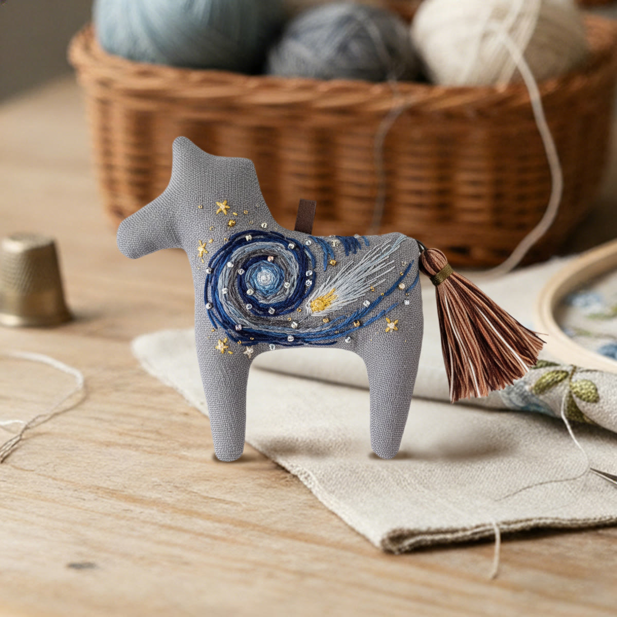 Rubbyoo Dala Horse Embroidery Kit - Cosmic Design | Small Meaningful Gift | Hanging Sewing Ornament - image 3