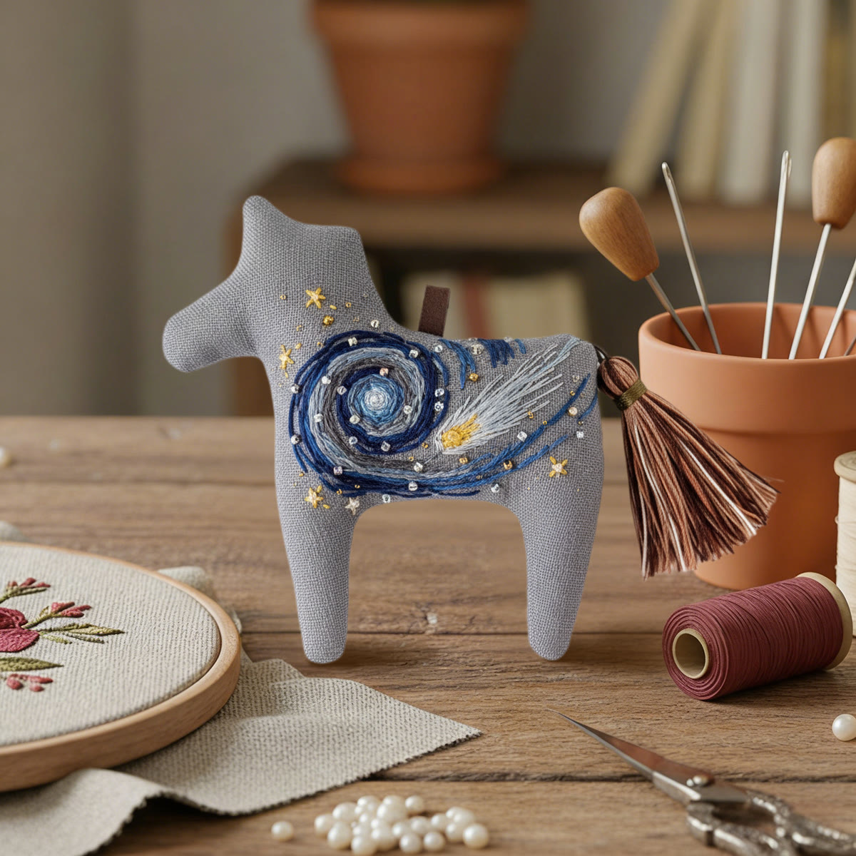 Rubbyoo Dala Horse Embroidery Kit - Cosmic Design | Small Meaningful Gift | Hanging Sewing Ornament - image 5