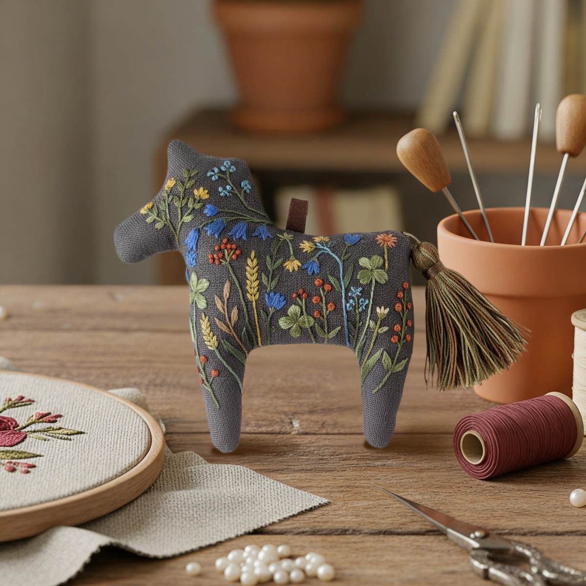Rubbyoo Dala Horse Embroidery Kit - Meadow Flowers | Craft For Mothers Day | Relaxing Hanging Decor - image 5