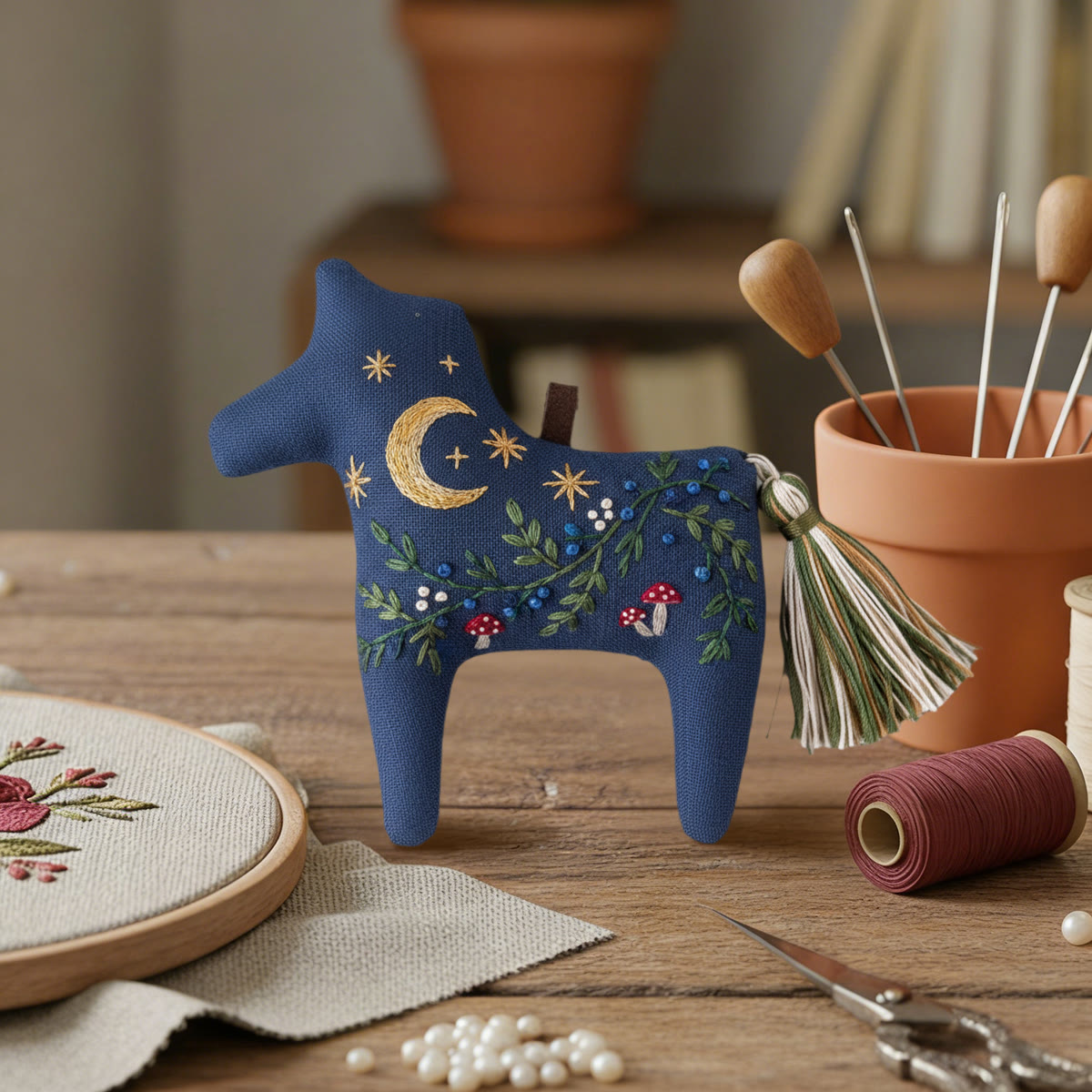 Rubbyoo Dala Horse Embroidery Kit - Whimsical Forest | Cute Gift | Keychain Accessory  - image 5