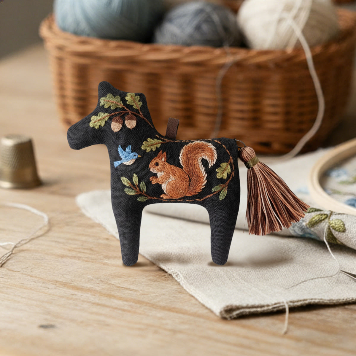 Rubbyoo Dala Horse Embroidery Kit - Squirrel Design | Cute Gift For Kids | Fairy-tale Home Ornament - image 4