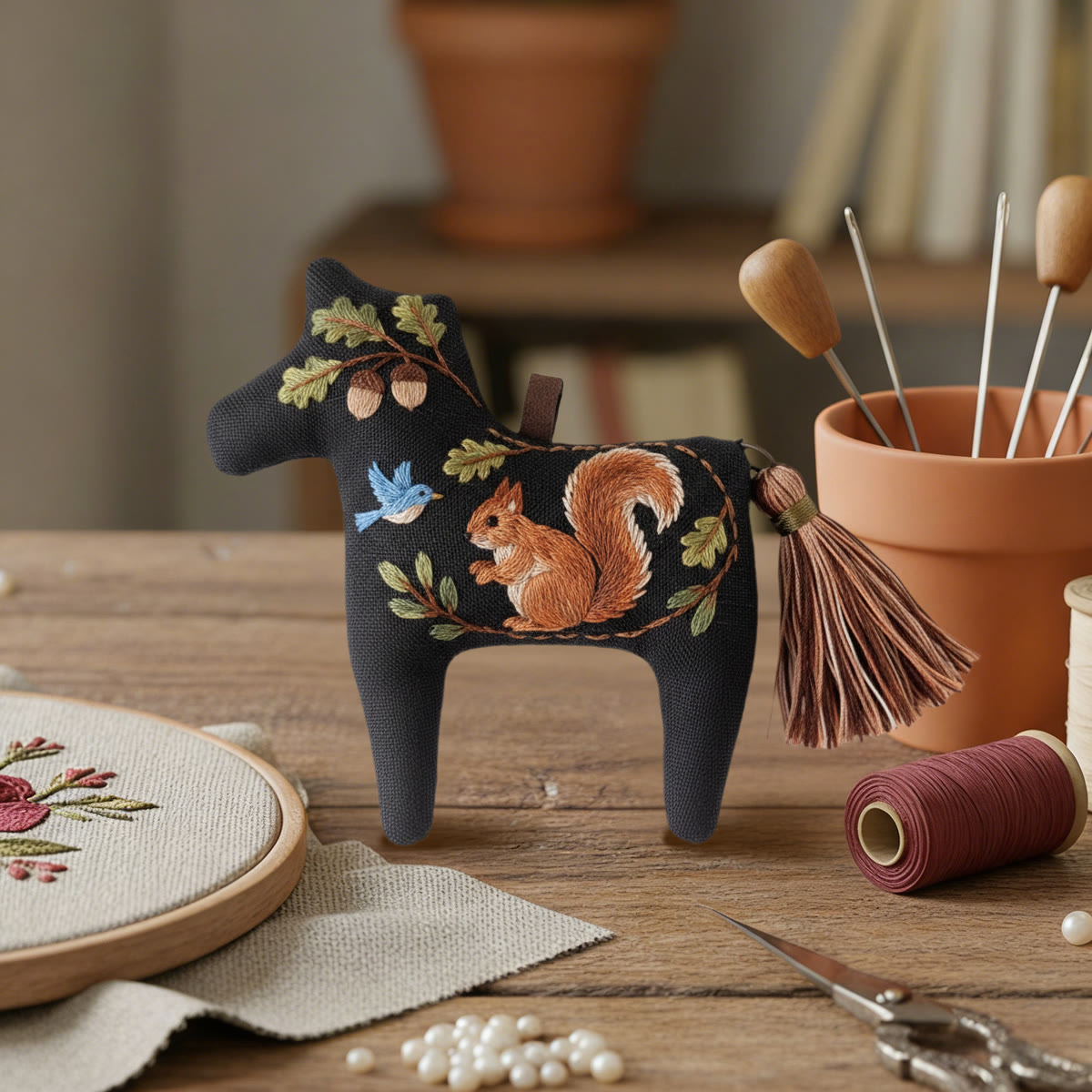 Rubbyoo Dala Horse Embroidery Kit - Squirrel Design | Cute Gift For Kids | Fairy-tale Home Ornament - image 5