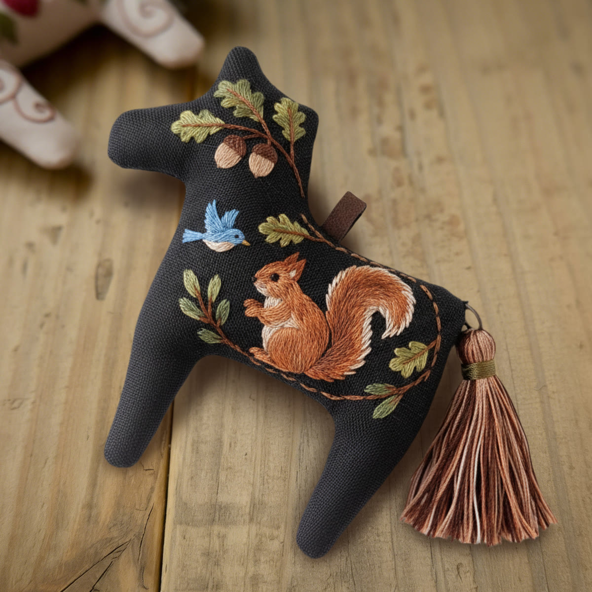 Rubbyoo Dala Horse Embroidery Kit - Squirrel Design | Cute Gift For Kids | Fairy-tale Home Ornament - image 7