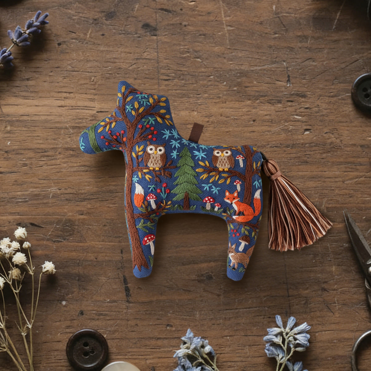 Rubbyoo Dala Horse Embroidery Kit - Forest Animals | Gift For Kids | Woodland Hanging Decor  - 6 inches hoop kit - image 1