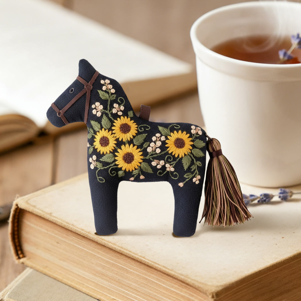 Rubbyoo Dala Horse Embroidery Kit - Bright Floral Bouquet | Gift For Her  | Scandinavian Style Ornament - image 2
