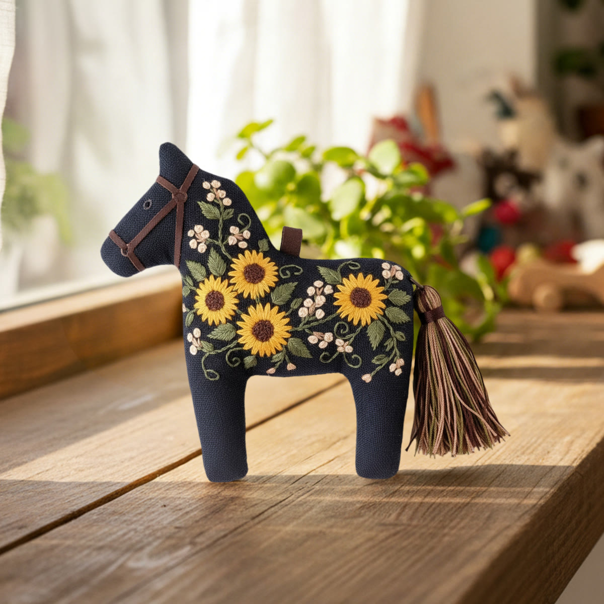 Rubbyoo Dala Horse Embroidery Kit - Bright Floral Bouquet | Gift For Her  | Scandinavian Style Ornament - image 3