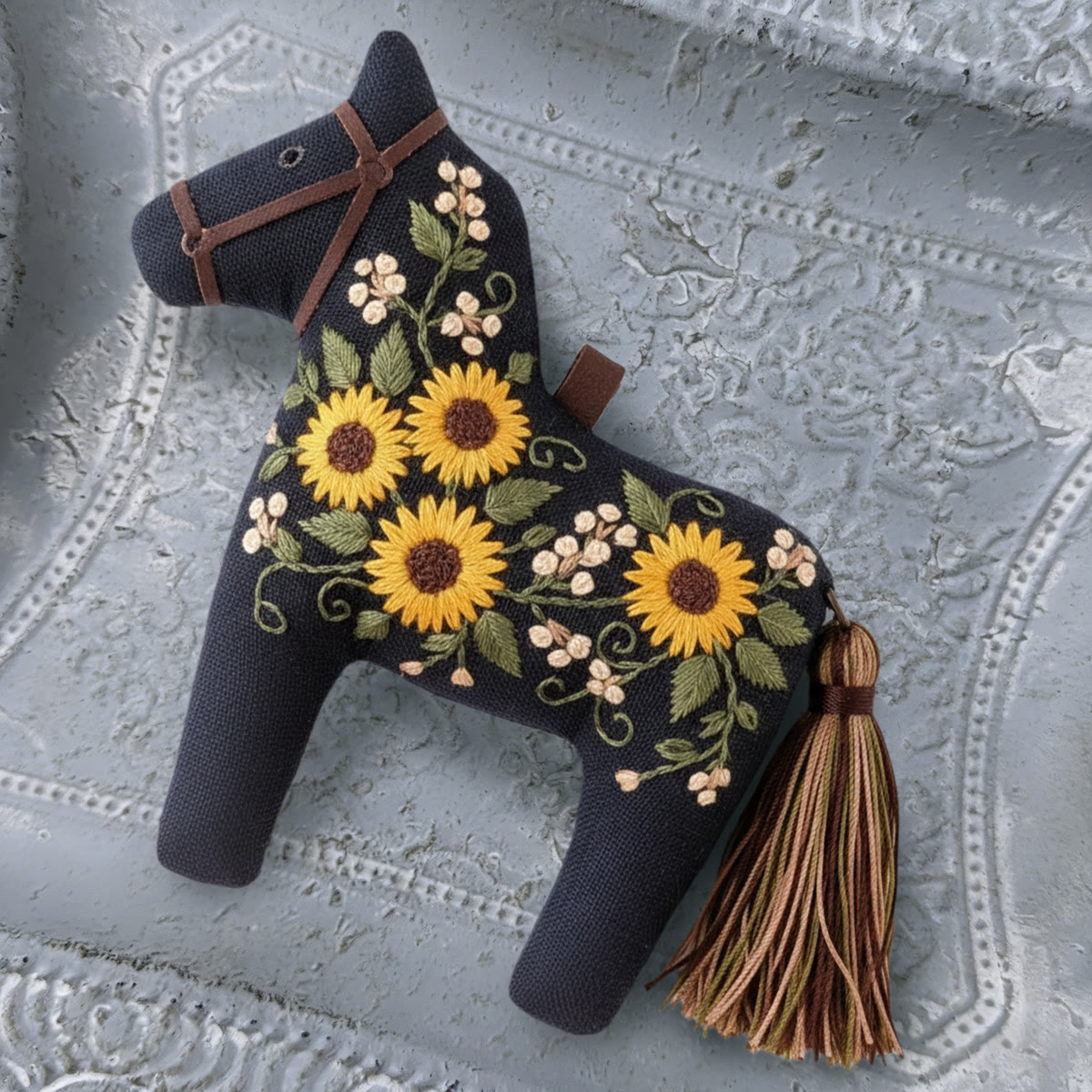 Rubbyoo Dala Horse Embroidery Kit - Bright Floral Bouquet | Gift For Her  | Scandinavian Style Ornament - image 8