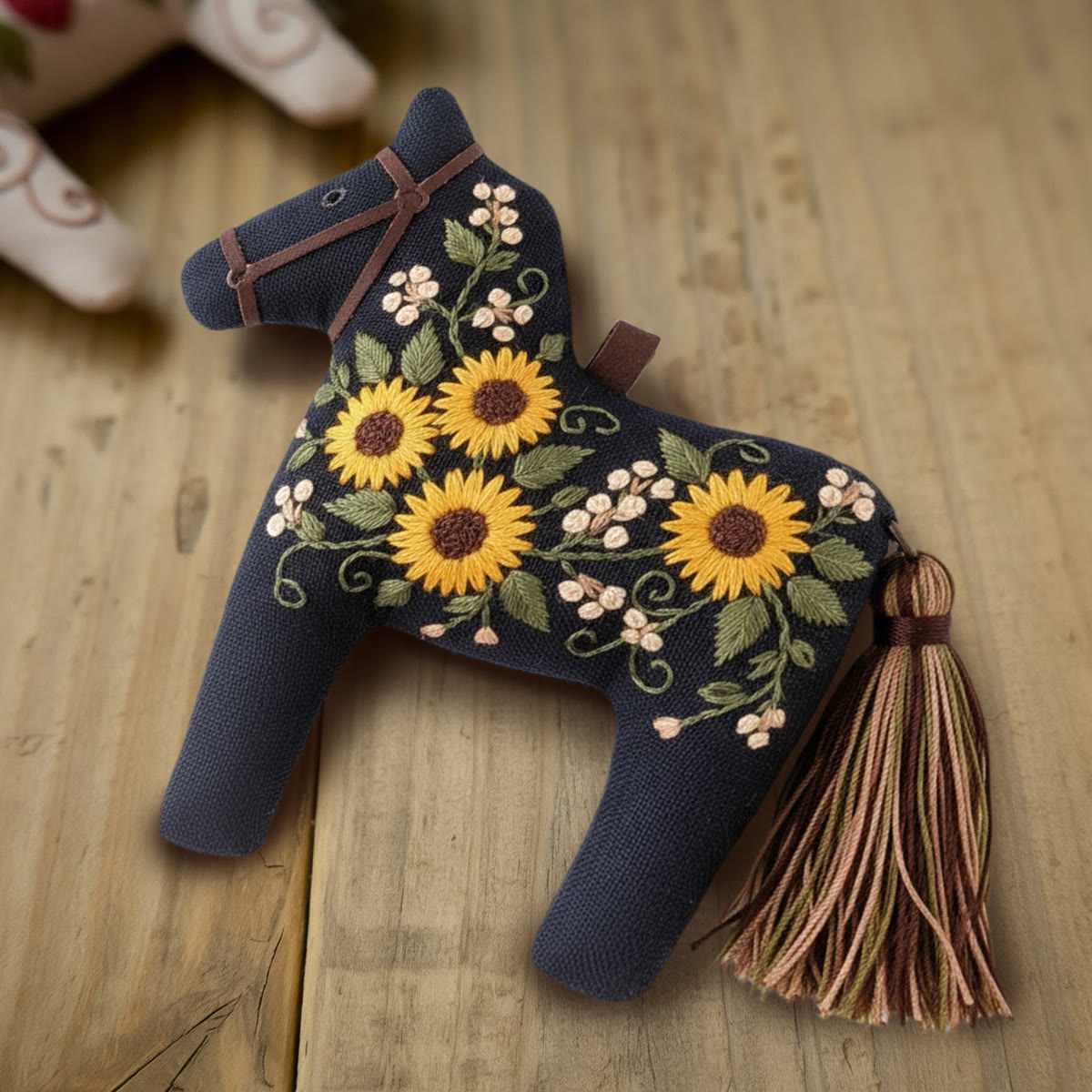 Rubbyoo Dala Horse Embroidery Kit - Bright Floral Bouquet | Gift For Her  | Scandinavian Style Ornament - image 9