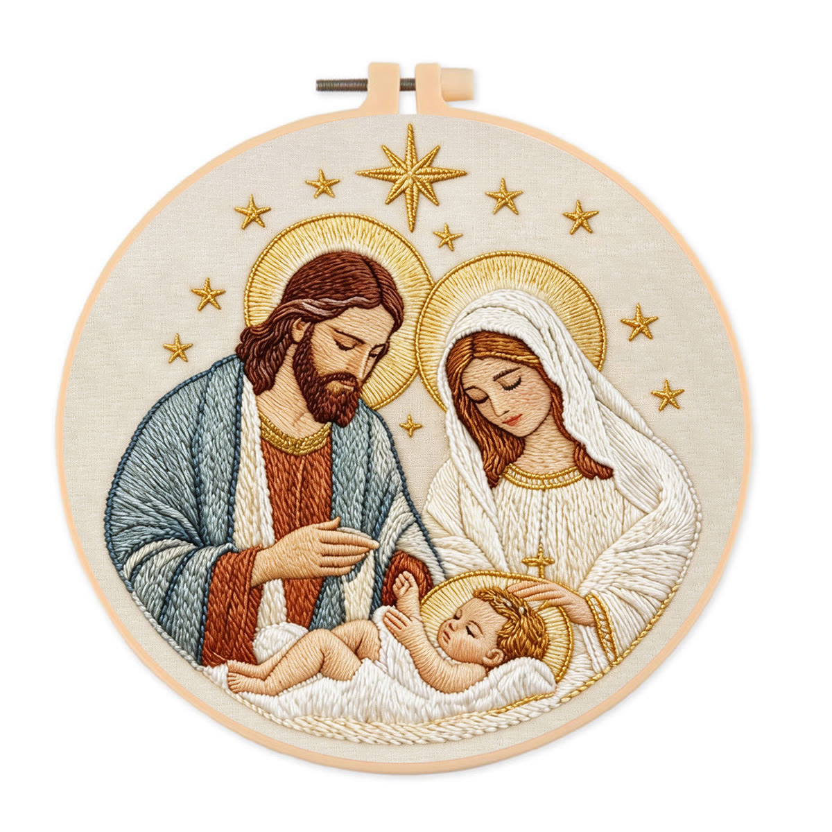 Rubbyoo Embroidery Kit - Sacred Nativity Art | Religious Wall Decor | Modern Diy Craft  - 20*20cm - Holy Family - image 2