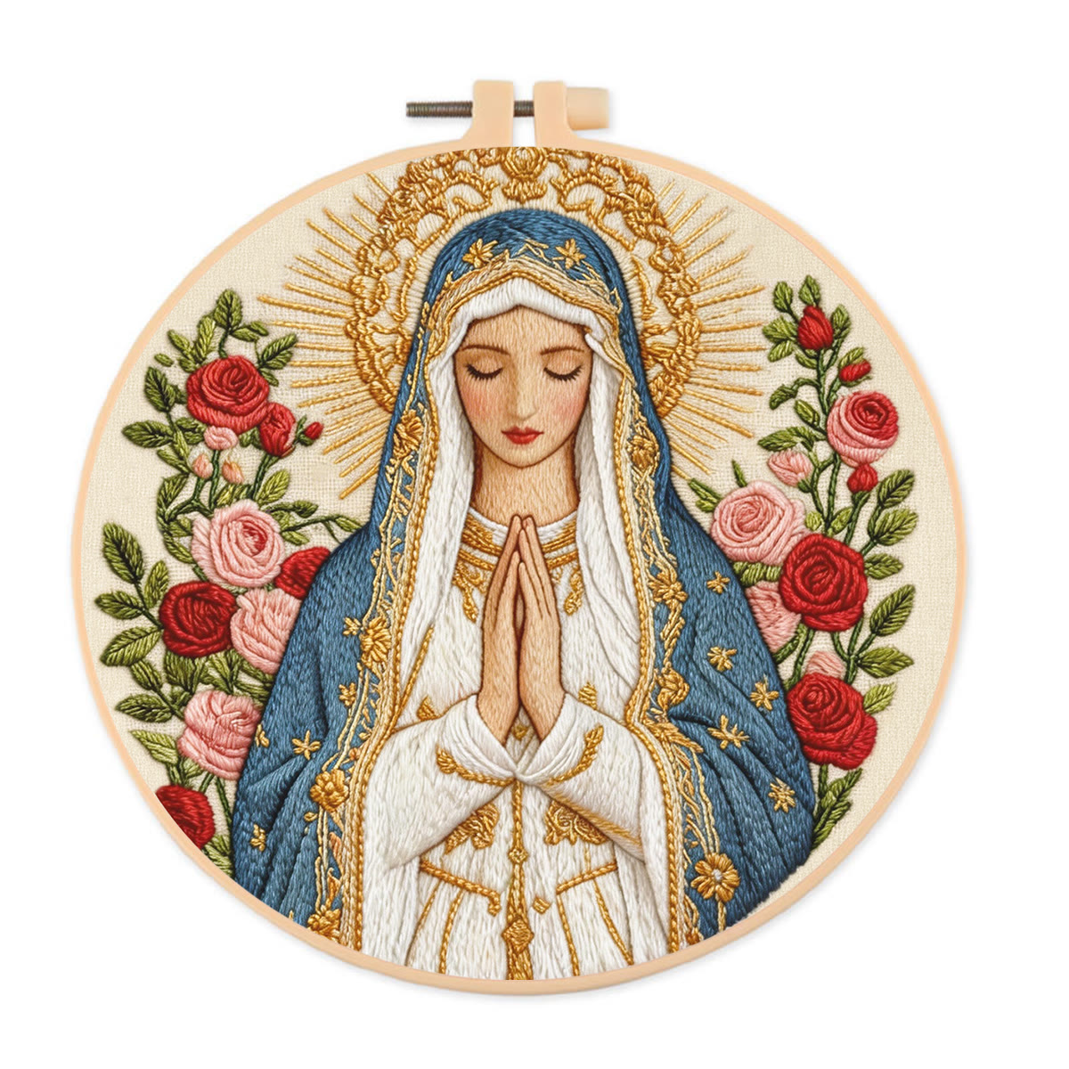 Rubbyoo Embroidery Kit - Sacred Nativity Art | Religious Wall Decor | Modern Diy Craft  - 20*20cm - Virgin Mary - image 1