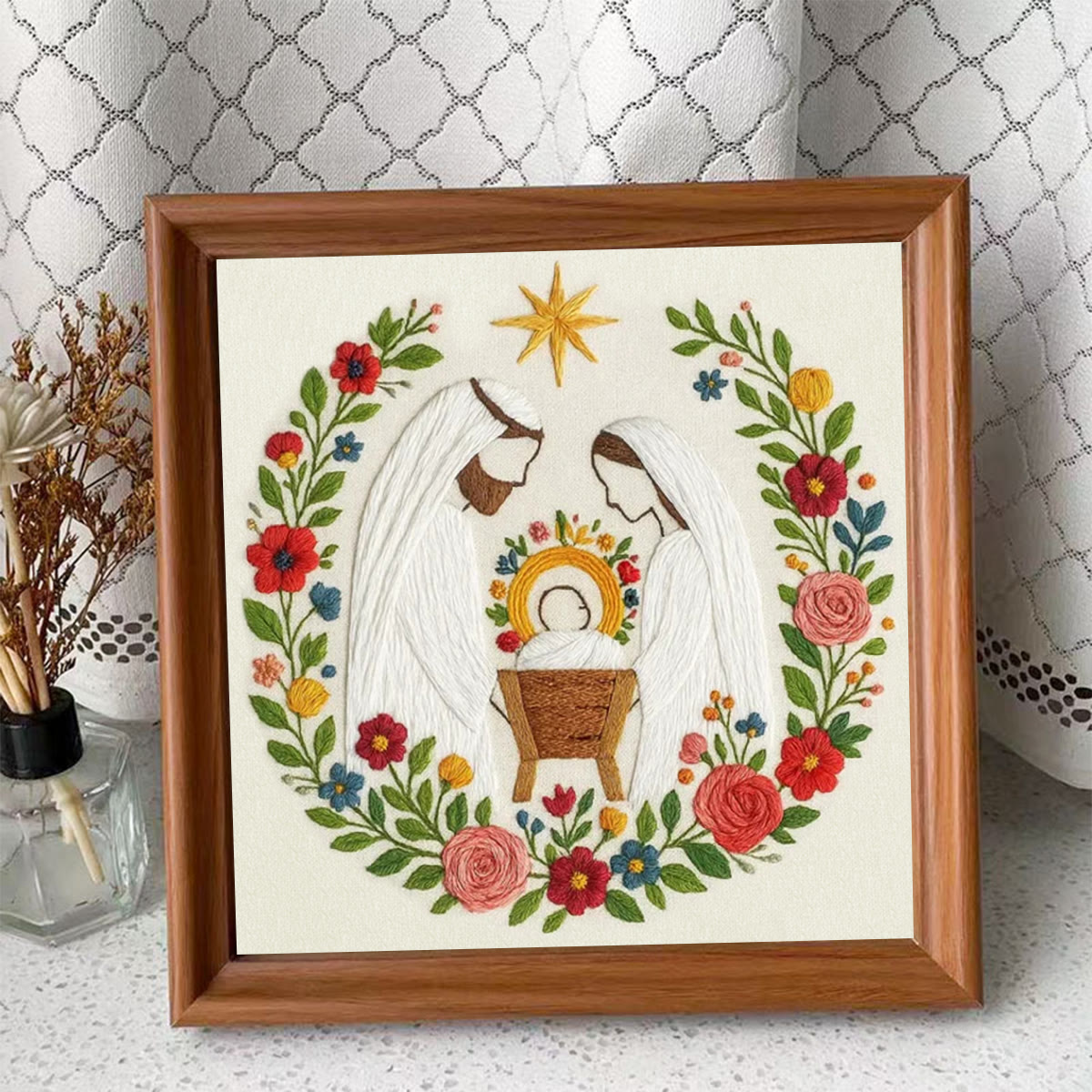 Rubbyoo Embroidery Kit - Sacred Nativity Art | Religious Wall Decor | Modern Diy Craft  - Embroidery Kit Plus An Extra Frame - Holy Night - image 16