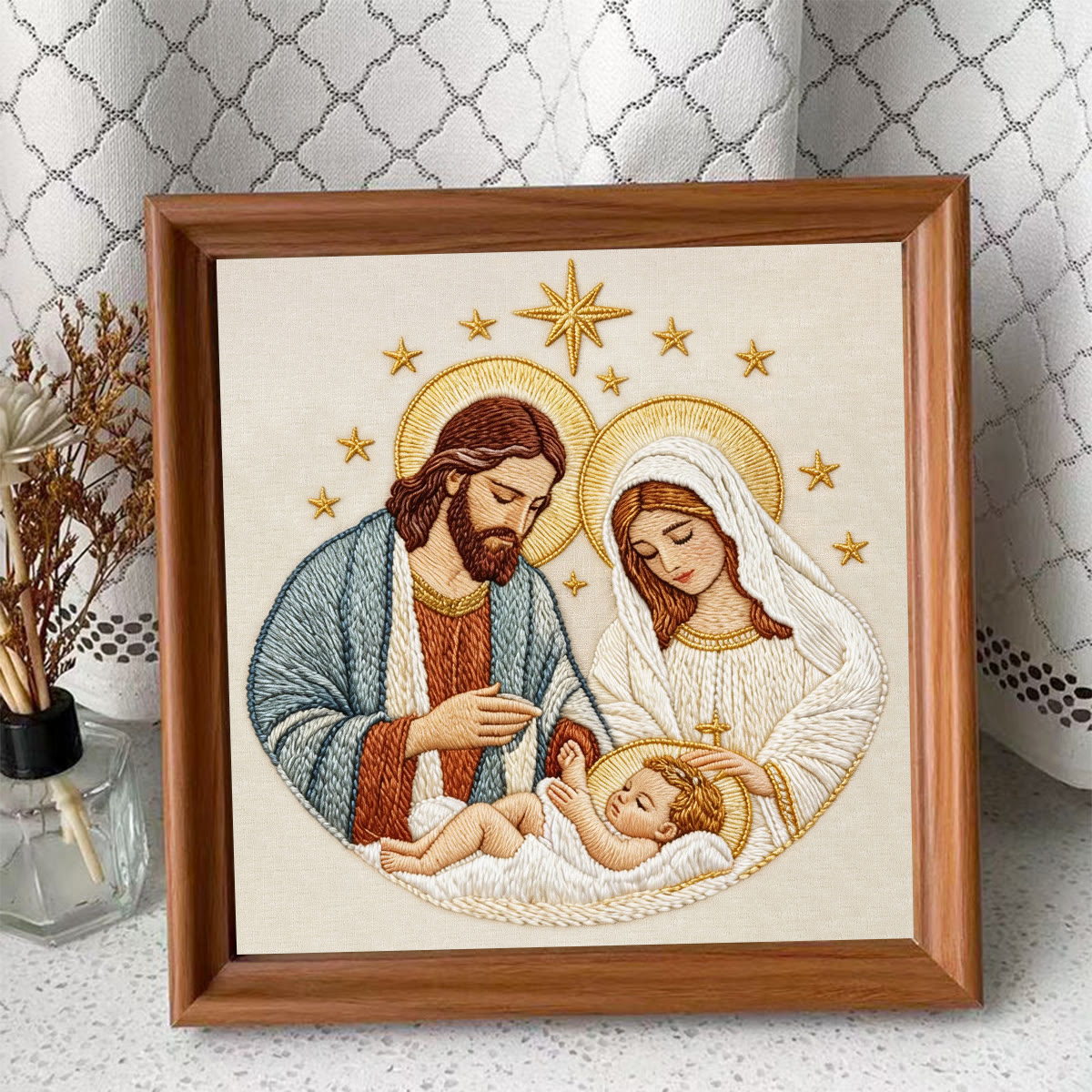 Rubbyoo Embroidery Kit - Sacred Nativity Art | Religious Wall Decor | Modern Diy Craft  - Embroidery Kit Plus An Extra Frame - Holy Family - image 14