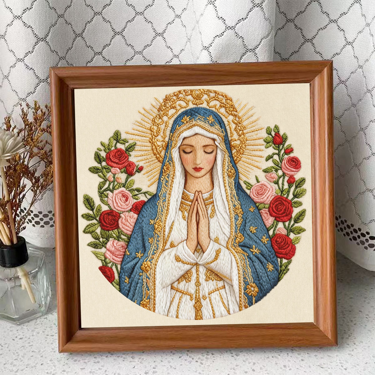 Rubbyoo Embroidery Kit - Sacred Nativity Art | Religious Wall Decor | Modern Diy Craft  - Embroidery Kit Plus An Extra Frame - Virgin Mary - image 13