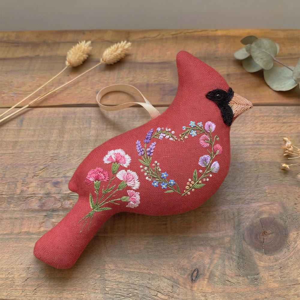 Rubbyoo Cardinal Embroidery Kit - Heart Wreath Design | Mothers Day Gift | Shabby Chic Ornament - image 4