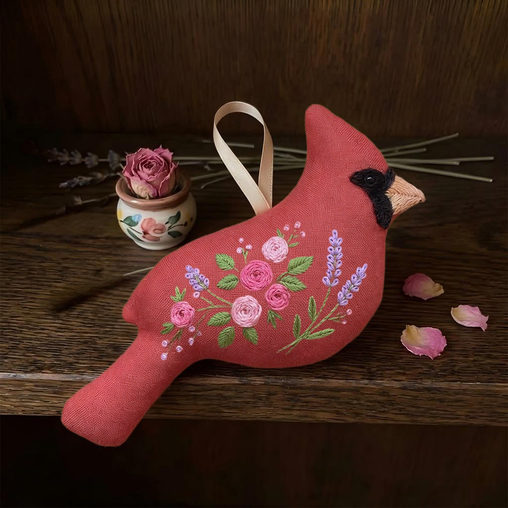 Rubbyoo Cardinal Embroidery Kit - Lavender And Rose Pattern | Handmade Gift Idea | Window Hanging Decoration - image 8