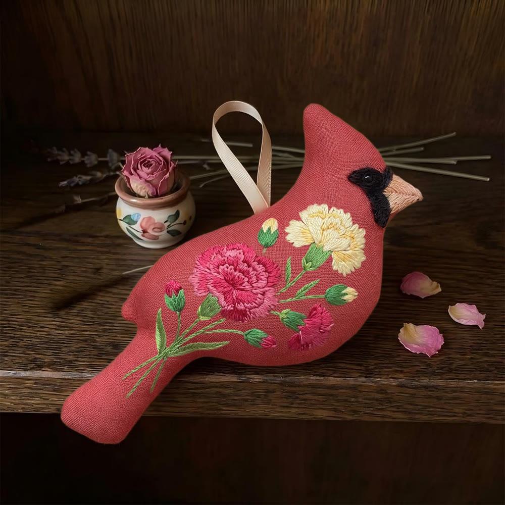 Rubbyoo Cardinal Embroidery Kit - Carnation Embroidery Bird | Gift For Mom | Elegant Rustic Ornament - image 8
