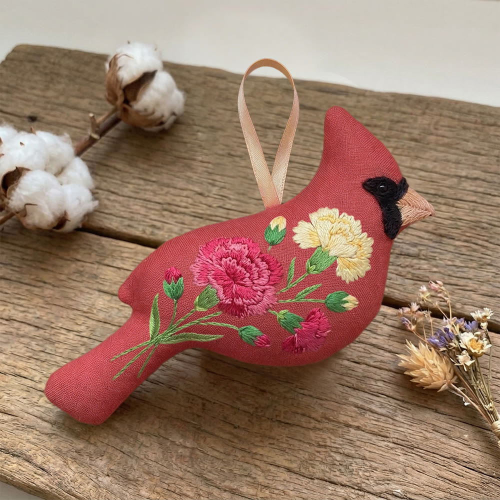 Rubbyoo Cardinal Embroidery Kit - Carnation Embroidery Bird | Gift For Mom | Elegant Rustic Ornament - image 7
