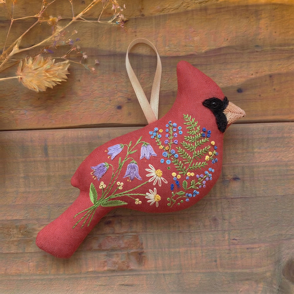 Rubbyoo Cardinal Embroidery Kit - Wild Garden Flowers | Birthday Gift | Door Hanging Ornament - image 2