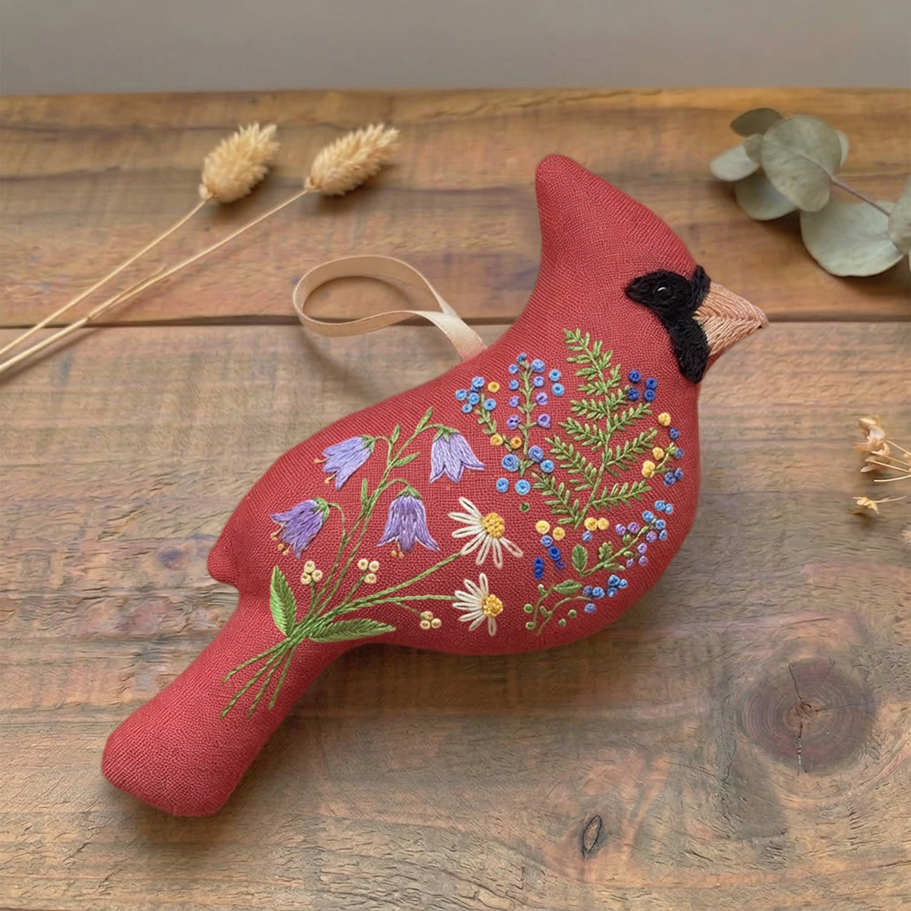 Rubbyoo Cardinal Embroidery Kit - Wild Garden Flowers | Birthday Gift | Door Hanging Ornament - image 5