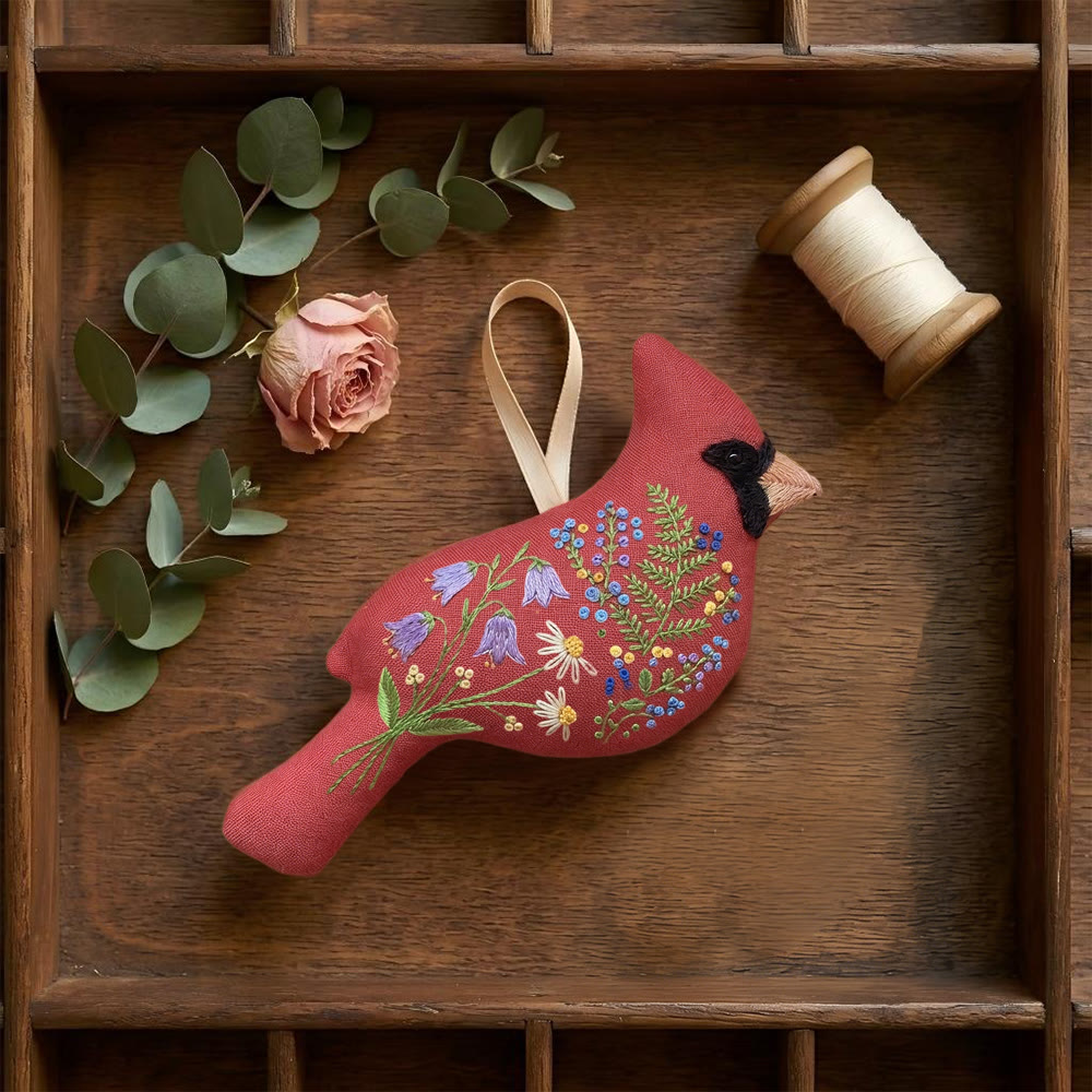 Rubbyoo Cardinal Embroidery Kit - Wild Garden Flowers | Birthday Gift | Door Hanging Ornament - image 6