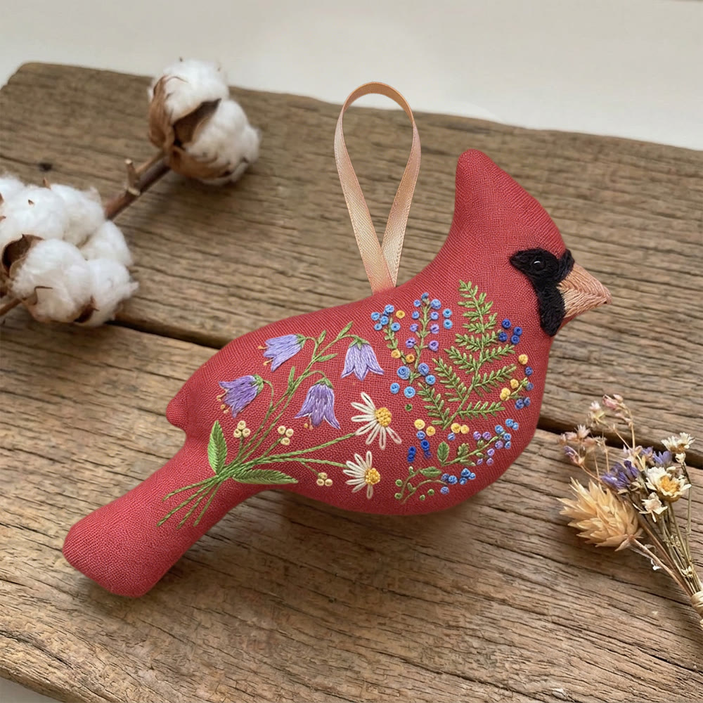 Rubbyoo Cardinal Embroidery Kit - Wild Garden Flowers | Birthday Gift | Door Hanging Ornament - image 7