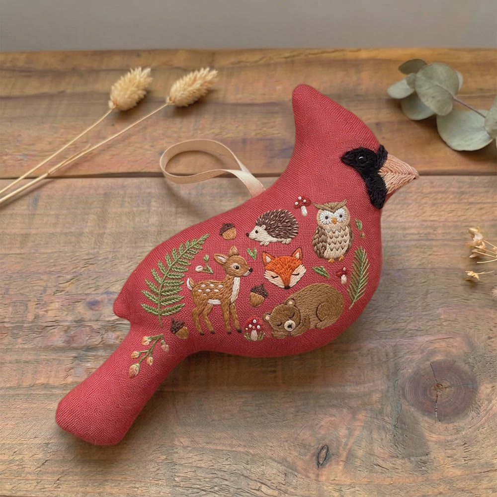 Rubbyoo Cardinal Embroidery Kit - Woodland Animals | Unique Artisan Gift | Nursery Hanging Decor - image 2
