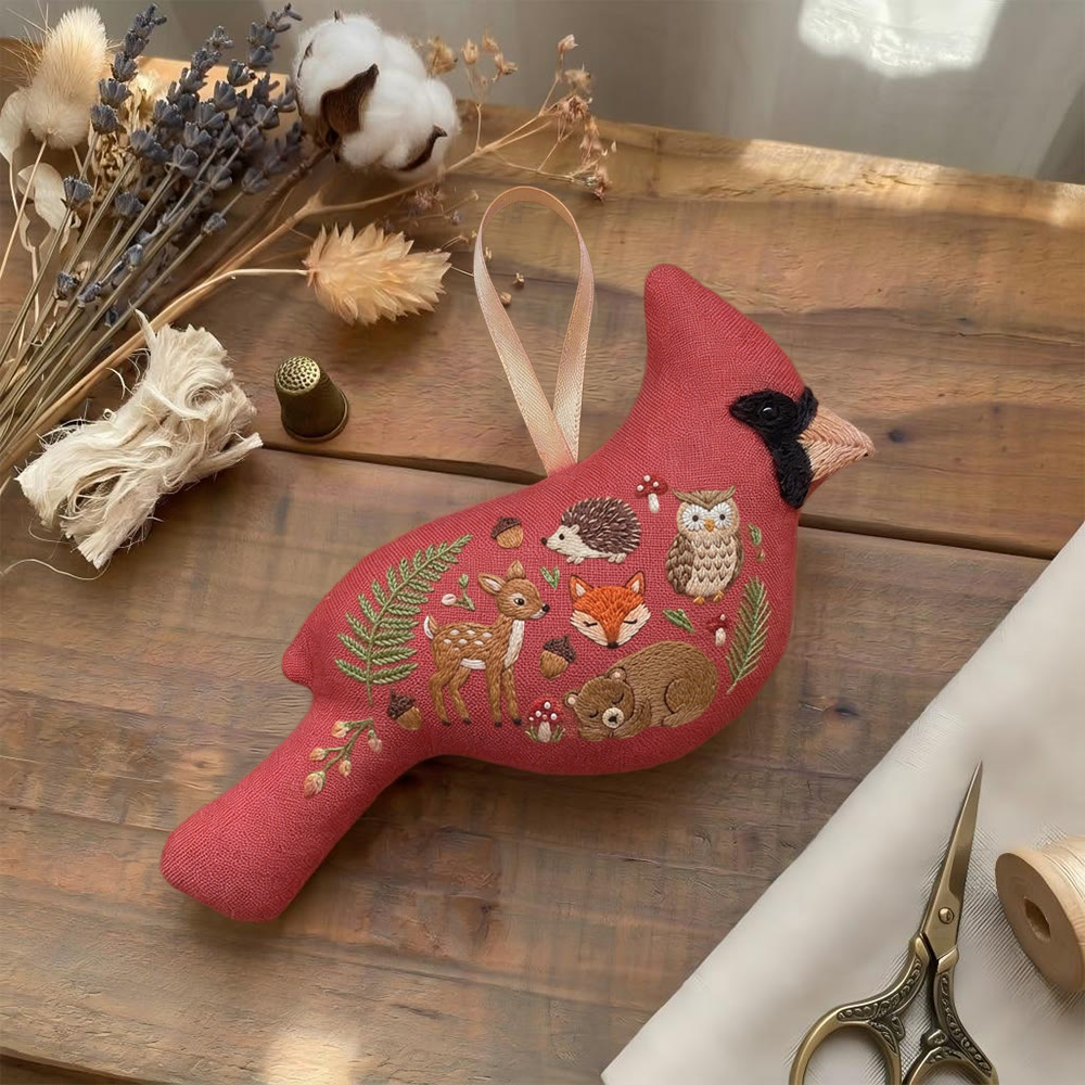 Rubbyoo Cardinal Embroidery Kit - Woodland Animals | Unique Artisan Gift | Nursery Hanging Decor - image 5