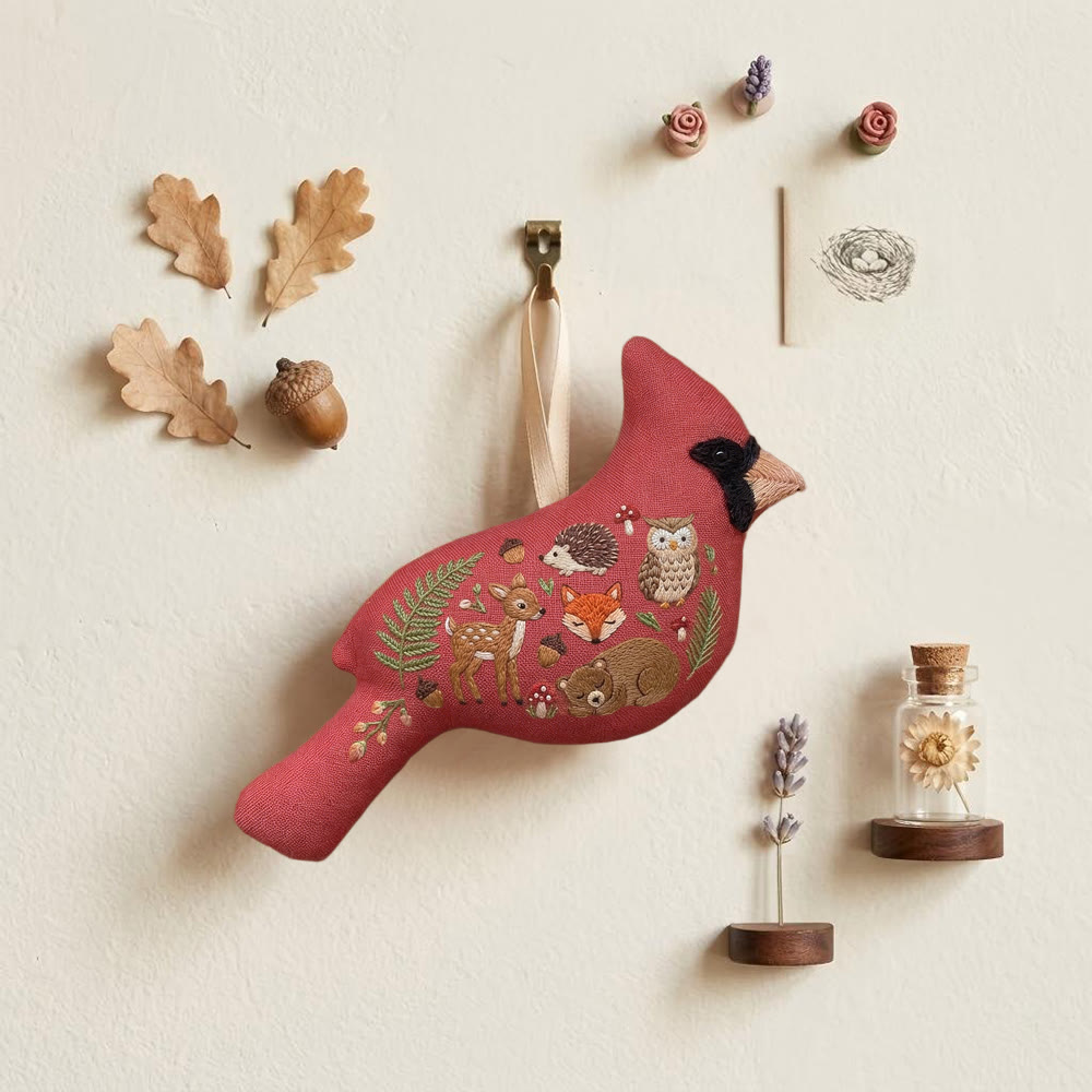 Rubbyoo Cardinal Embroidery Kit - Woodland Animals | Unique Artisan Gift | Nursery Hanging Decor - image 3