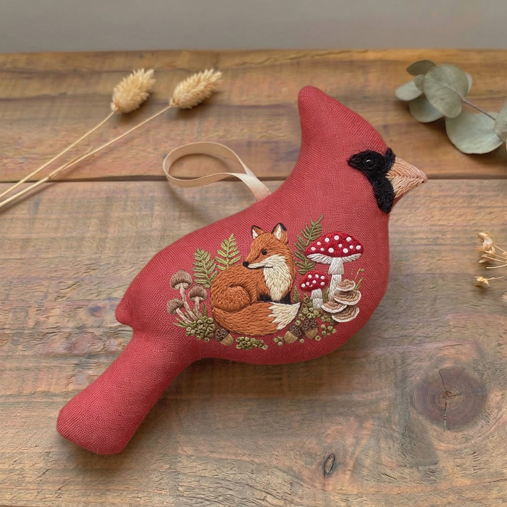 Rubbyoo Cardinal Embroidery Kit - Resting Fox | Gift For Kids | Woodland Nursery Decor - image 2