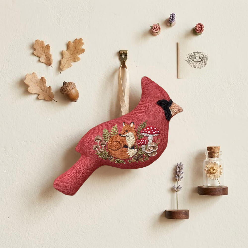 Rubbyoo Cardinal Embroidery Kit - Resting Fox | Gift For Kids | Woodland Nursery Decor - image 3