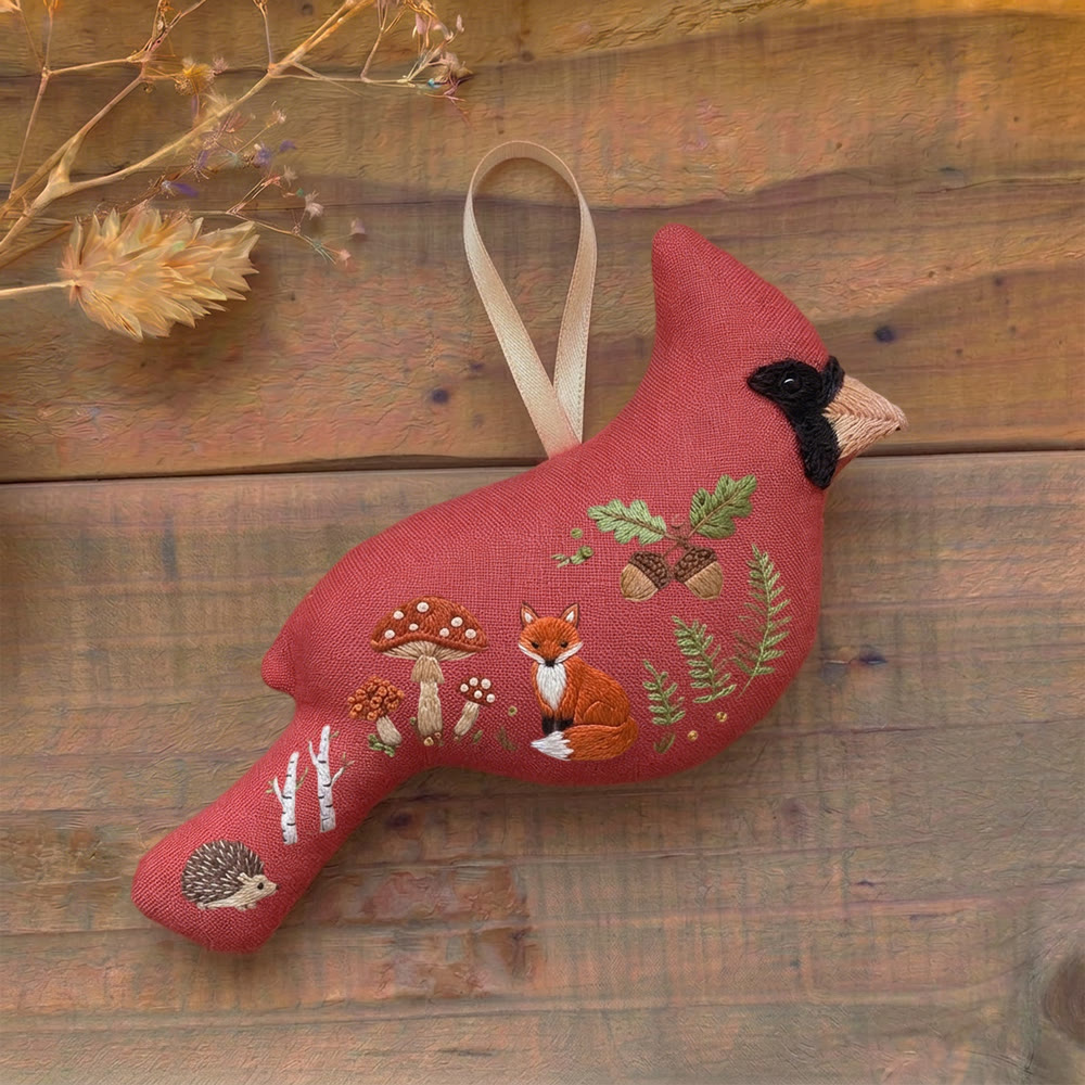 Rubbyoo Cardinal Embroidery Kit - Cute Animal Design | Gift For Fox Lovers | Whimsical Woodland Decor - image 2