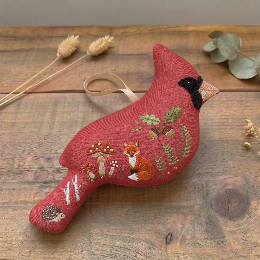Rubbyoo Cardinal Embroidery Kit - Cute Animal Design | Gift For Fox Lovers | Whimsical Woodland Decor - image 4