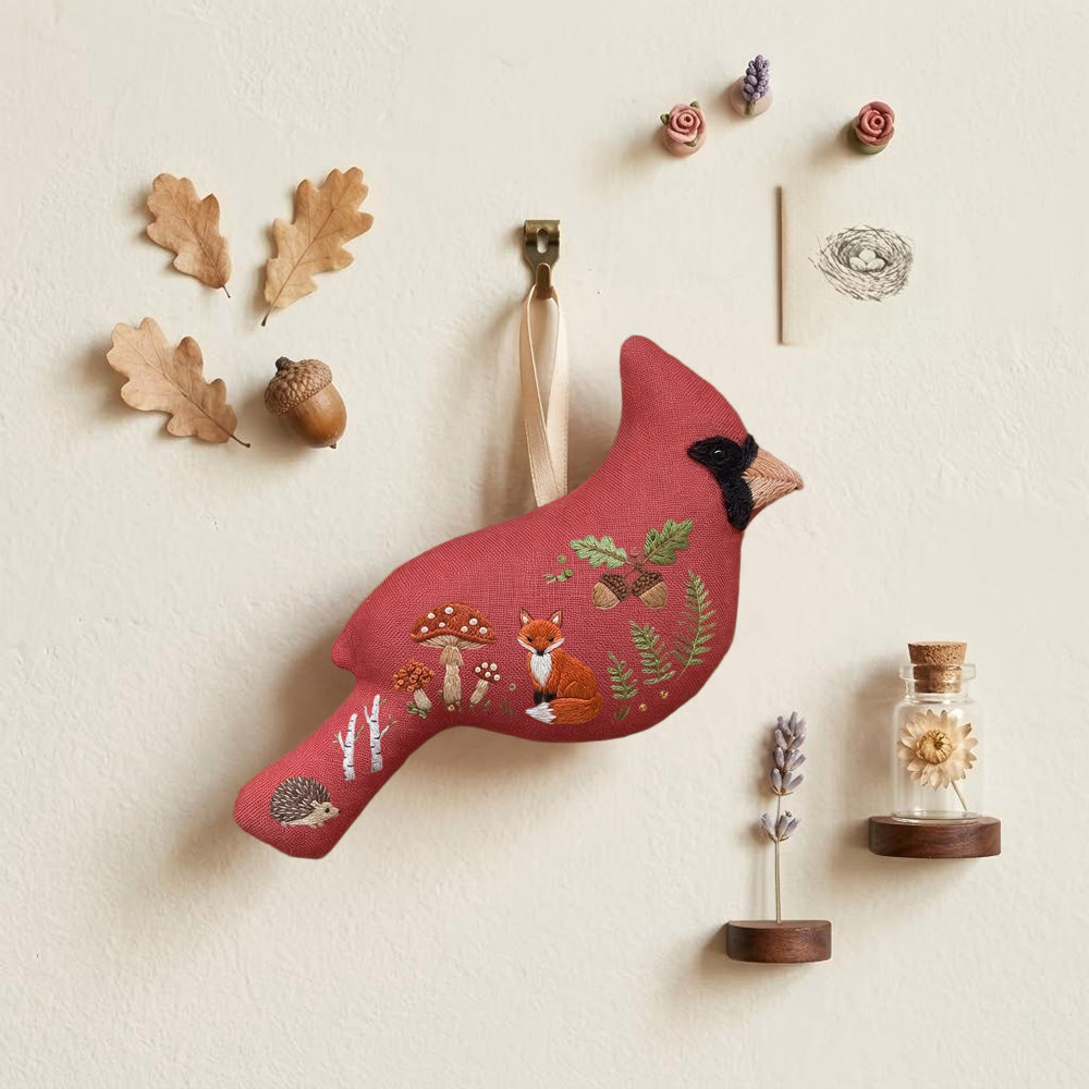 Rubbyoo Cardinal Embroidery Kit - Cute Animal Design | Gift For Fox Lovers | Whimsical Woodland Decor - image 3