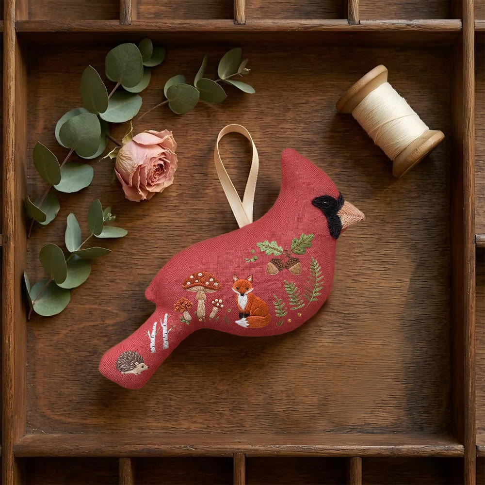 Rubbyoo Cardinal Embroidery Kit - Cute Animal Design | Gift For Fox Lovers | Whimsical Woodland Decor - image 5