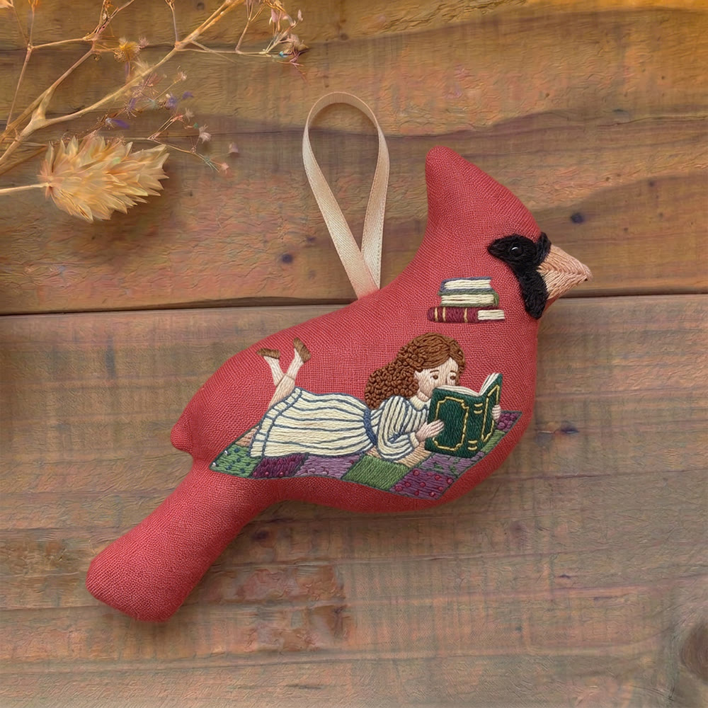 Rubbyoo Cardinal Embroidery Kit - Reading Girl | Gift For Book Lovers | Wall Hanging Decor - image 2