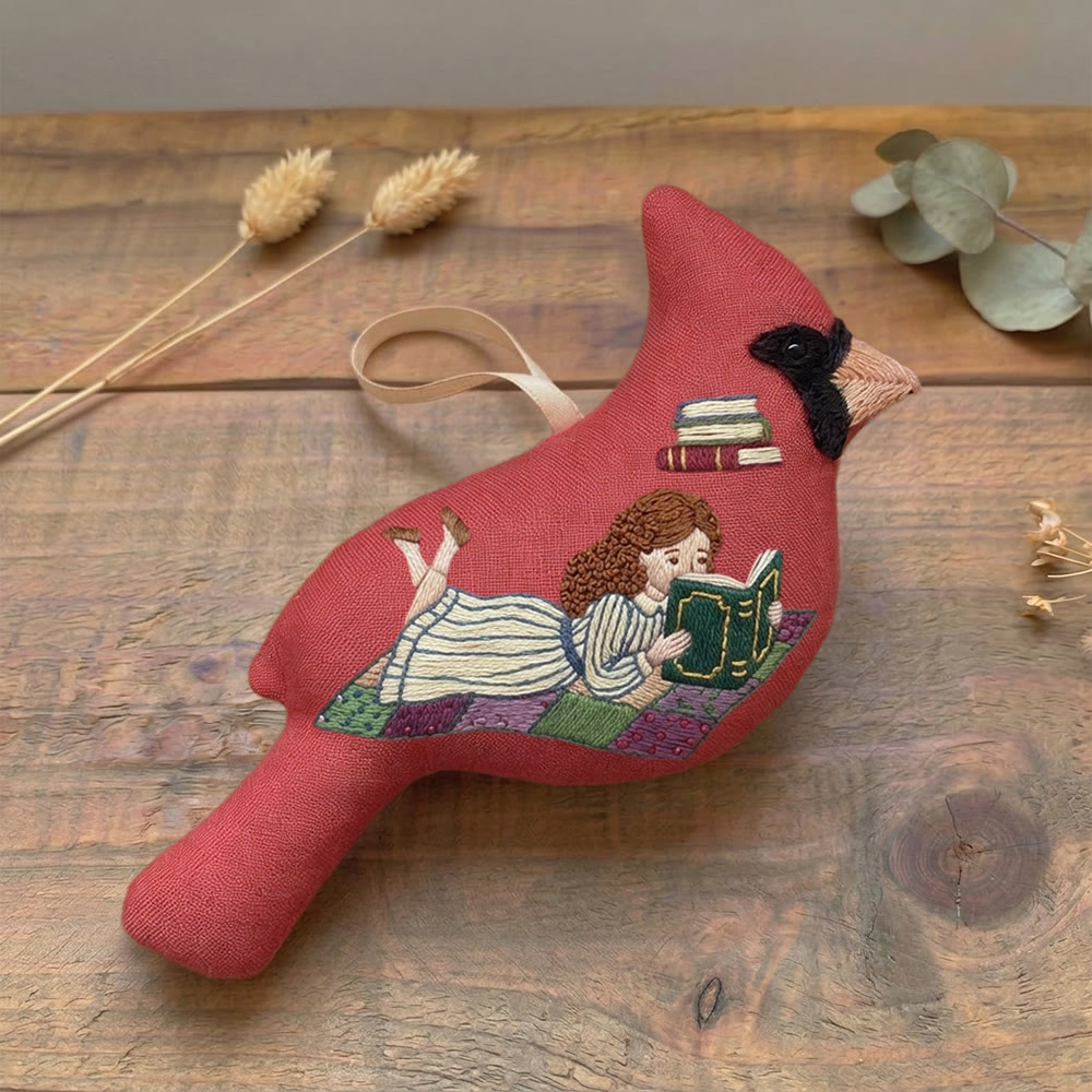 Rubbyoo Cardinal Embroidery Kit - Reading Girl | Gift For Book Lovers | Wall Hanging Decor - image 4