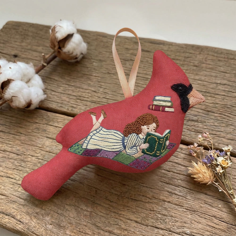 Rubbyoo Cardinal Embroidery Kit - Reading Girl | Gift For Book Lovers | Wall Hanging Decor - image 5