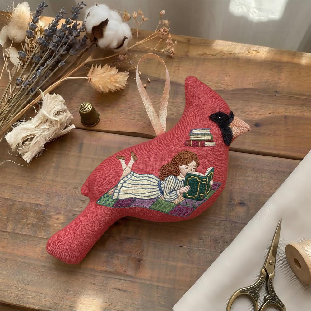 Rubbyoo Cardinal Embroidery Kit - Reading Girl | Gift For Book Lovers | Wall Hanging Decor - image 6