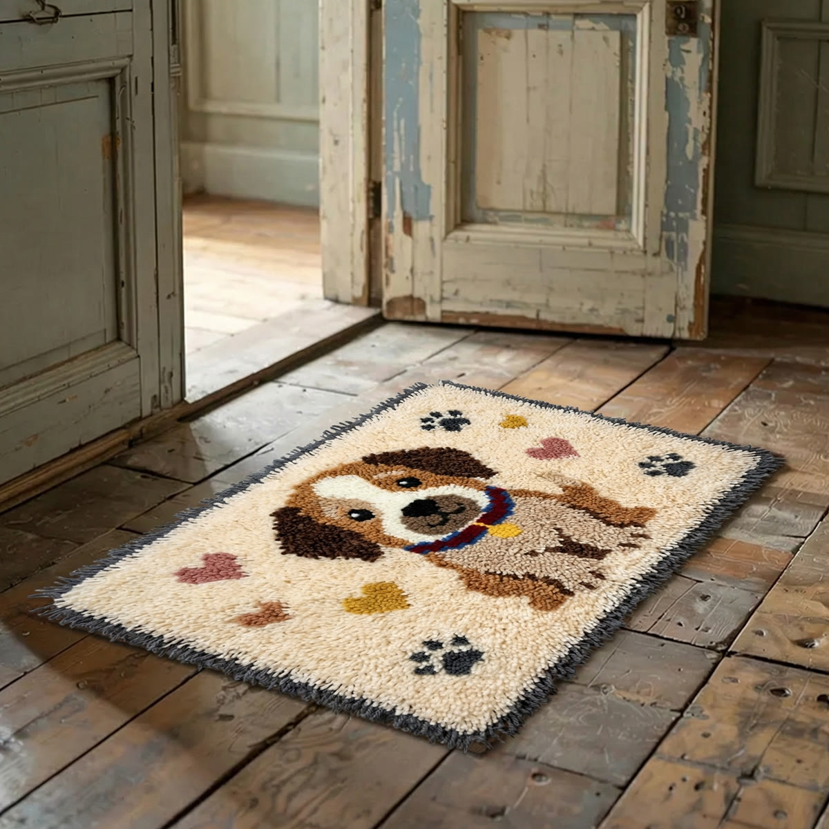 Rubbyoo Latch Hook Rug Kit - Cuddly Puppy | Adorable Home Decoration | Unique Yarn Craft - image 2