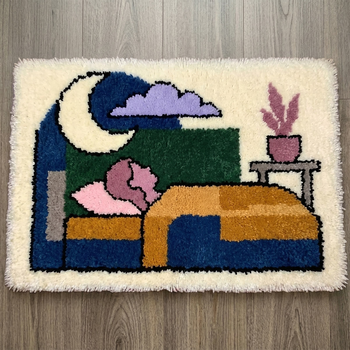 Rubbyoo Latch Hook Rug Kit - Have A Good Night | Perfect Bedroom Mat | Diy Handicraft For Beginner  - 75×50cm - image 1